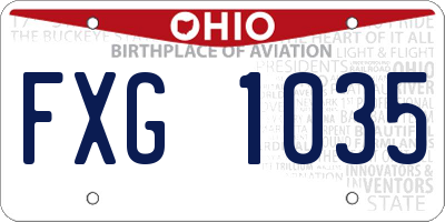 OH license plate FXG1035