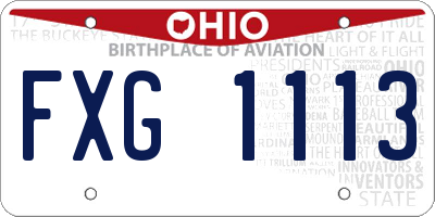 OH license plate FXG1113