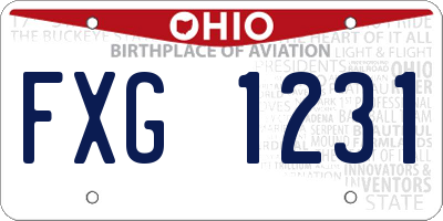 OH license plate FXG1231