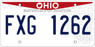 OH license plate FXG1262