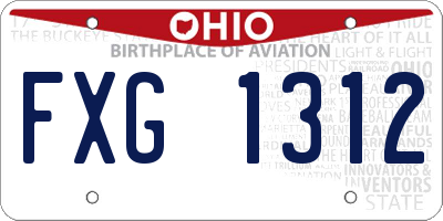 OH license plate FXG1312