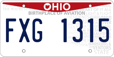 OH license plate FXG1315