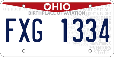 OH license plate FXG1334