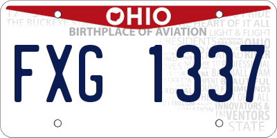 OH license plate FXG1337