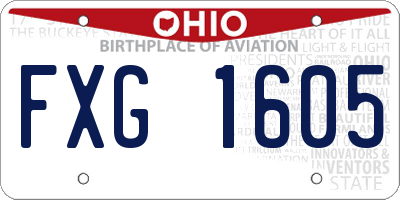 OH license plate FXG1605