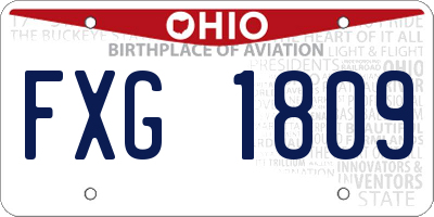 OH license plate FXG1809