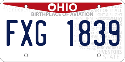 OH license plate FXG1839
