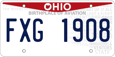 OH license plate FXG1908