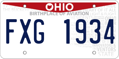 OH license plate FXG1934