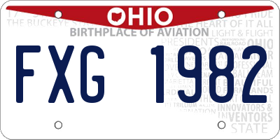 OH license plate FXG1982