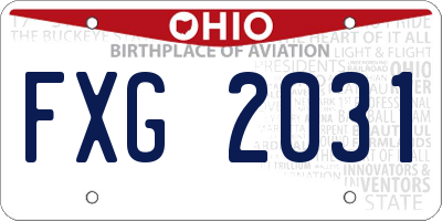 OH license plate FXG2031