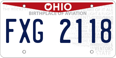 OH license plate FXG2118
