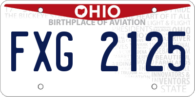 OH license plate FXG2125