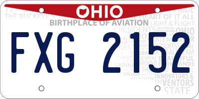 OH license plate FXG2152
