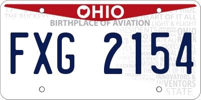 OH license plate FXG2154