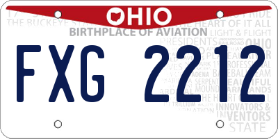 OH license plate FXG2212