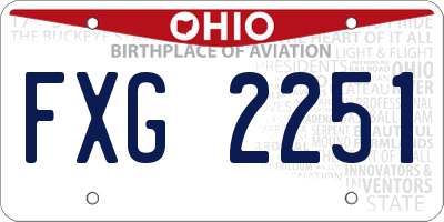 OH license plate FXG2251