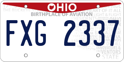 OH license plate FXG2337