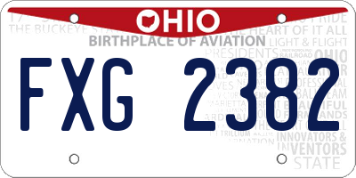 OH license plate FXG2382