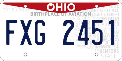 OH license plate FXG2451