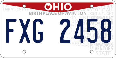 OH license plate FXG2458