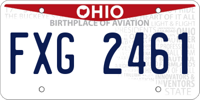 OH license plate FXG2461