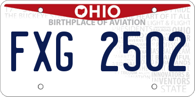 OH license plate FXG2502