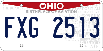 OH license plate FXG2513
