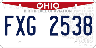 OH license plate FXG2538