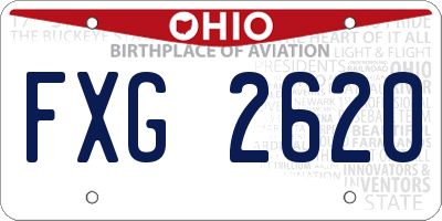 OH license plate FXG2620