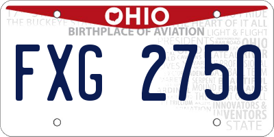 OH license plate FXG2750