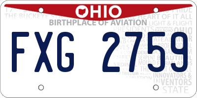 OH license plate FXG2759