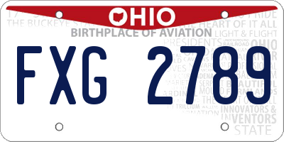 OH license plate FXG2789