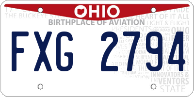OH license plate FXG2794