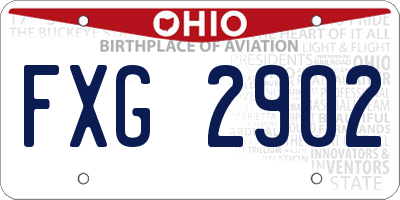 OH license plate FXG2902