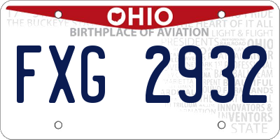 OH license plate FXG2932