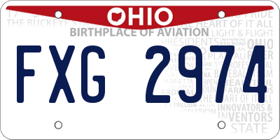 OH license plate FXG2974