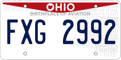 OH license plate FXG2992