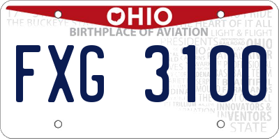 OH license plate FXG3100