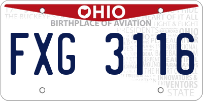 OH license plate FXG3116