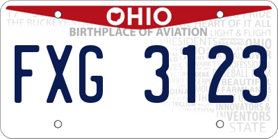 OH license plate FXG3123