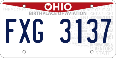OH license plate FXG3137