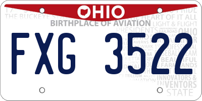 OH license plate FXG3522