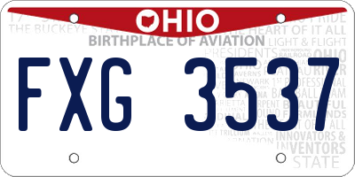 OH license plate FXG3537
