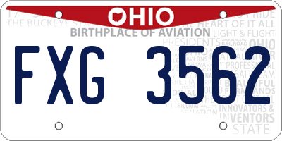 OH license plate FXG3562