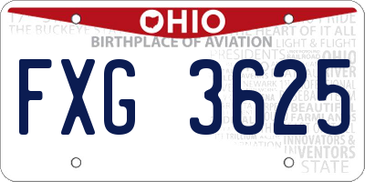 OH license plate FXG3625