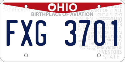 OH license plate FXG3701