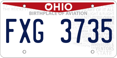 OH license plate FXG3735