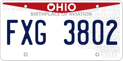 OH license plate FXG3802