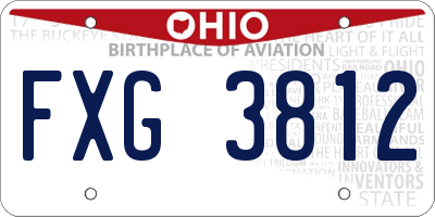 OH license plate FXG3812